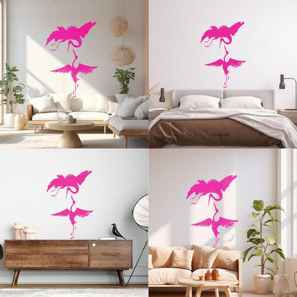 Lettering Stickers Abstract Asian Birds Heron Japanese Style Waterproof