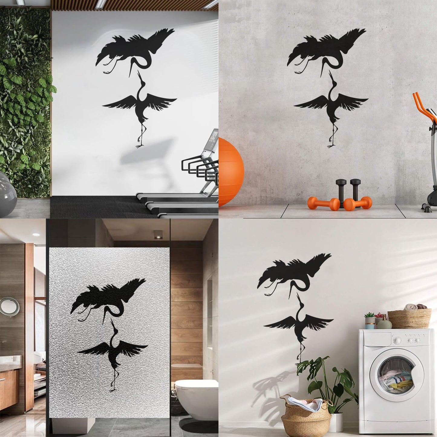 Lettering Stickers Abstract Asian Birds Heron Japanese Style Waterproof
