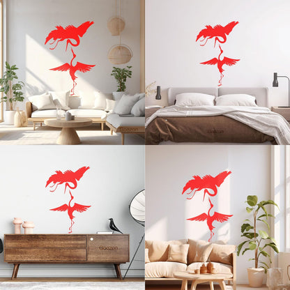 Lettering Stickers Abstract Asian Birds Heron Japanese Style Waterproof