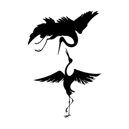 Lettering Stickers Abstract Asian Birds Heron Japanese Style Waterproof