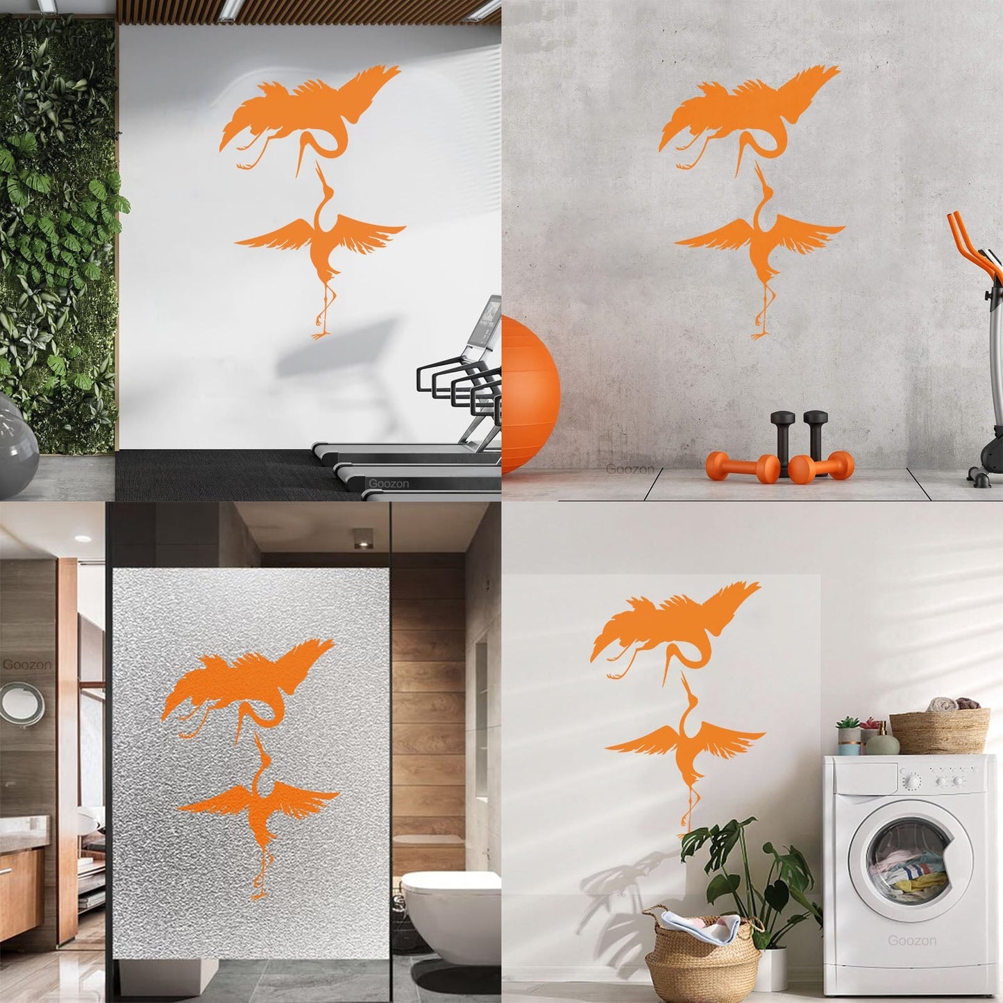 Lettering Stickers Abstract Asian Birds Heron Japanese Style Waterproof