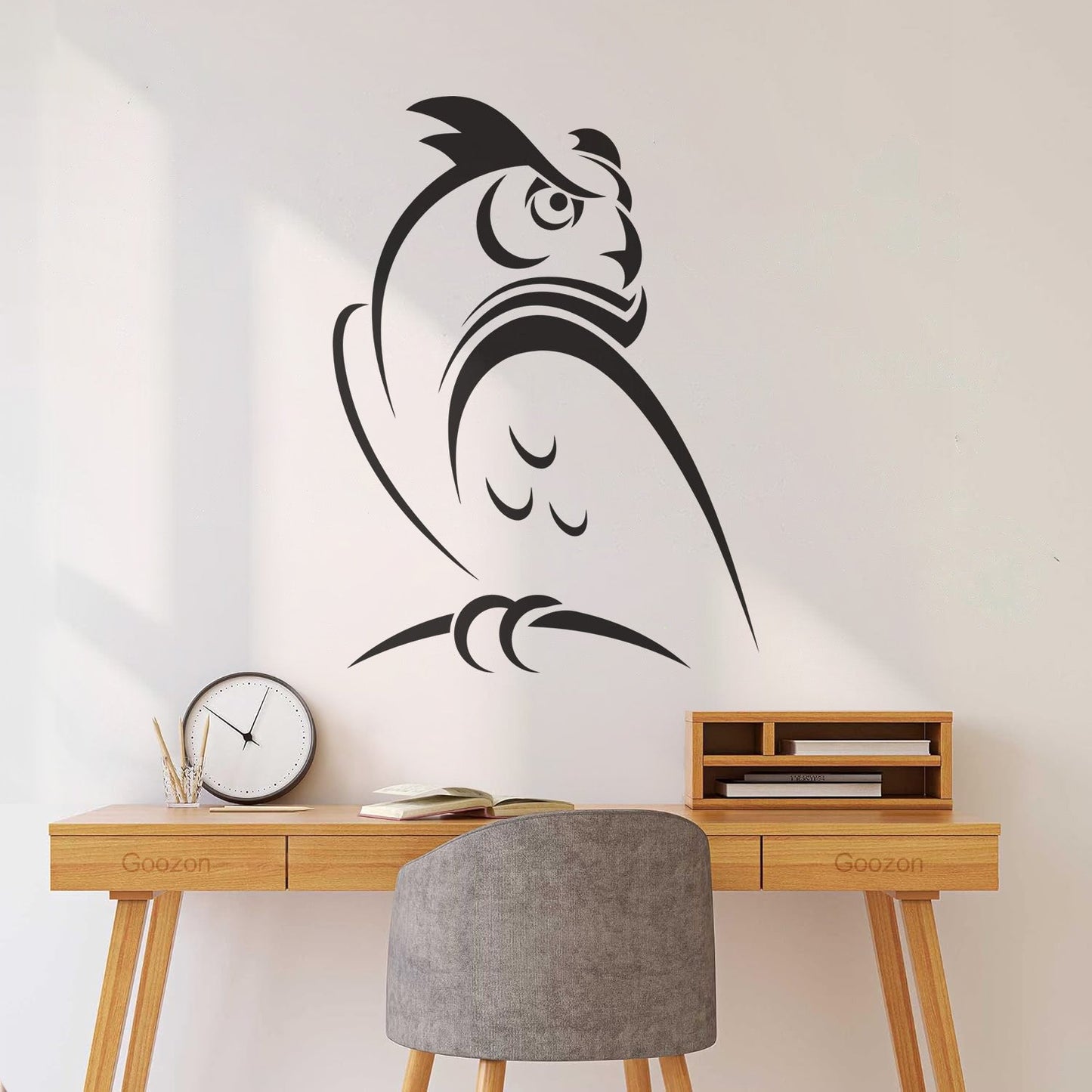 Engraving Decals Abstract Cartoon Owl Bird Kids Wall Beautification