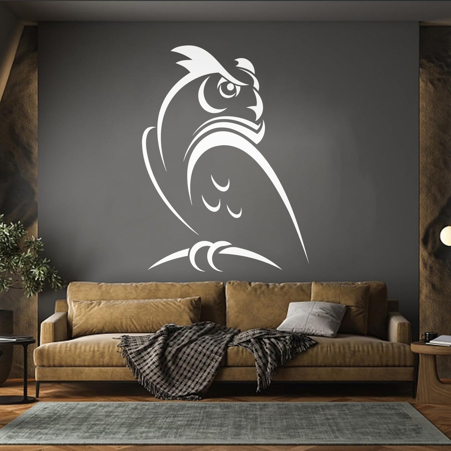 Engraving Decals Abstract Cartoon Owl Bird Kids Wall Beautification