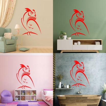 Engraving Decals Abstract Cartoon Owl Bird Kids Wall Beautification