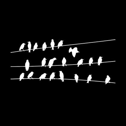 Abstract Flock Of Birds On Electric Wire Wall Vinyl Sticker Decor Glass Stickers