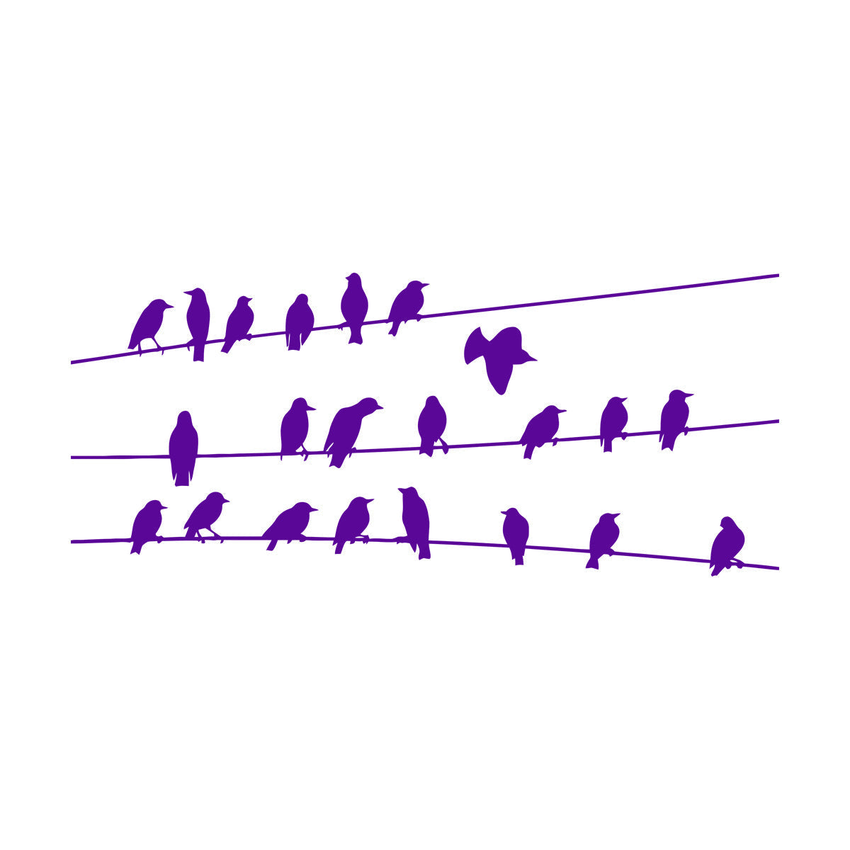 Abstract Flock Of Birds On Electric Wire Wall Vinyl Sticker Decor Glass Stickers