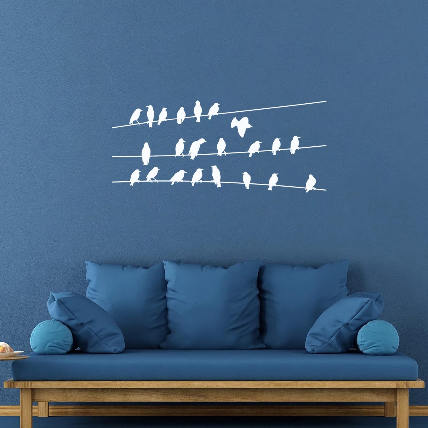 Abstract Flock Of Birds On Electric Wire Wall Vinyl Sticker Decor Glass Stickers