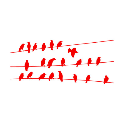 Abstract Flock Of Birds On Electric Wire Wall Vinyl Sticker Decor Glass Stickers
