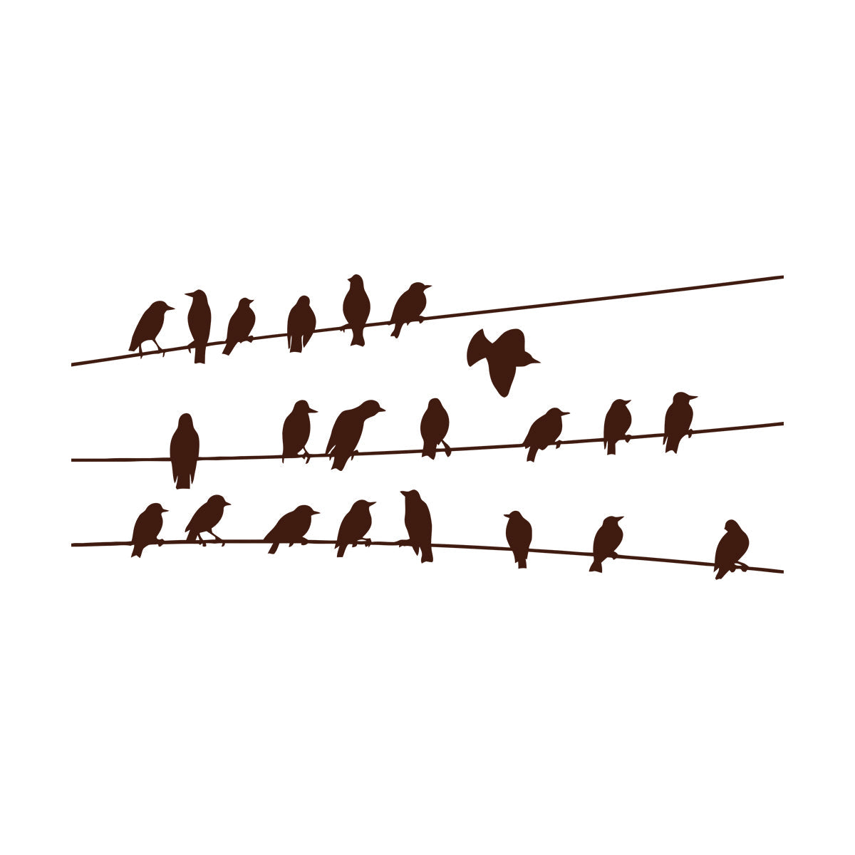 Abstract Flock Of Birds On Electric Wire Wall Vinyl Sticker Decor Glass Stickers