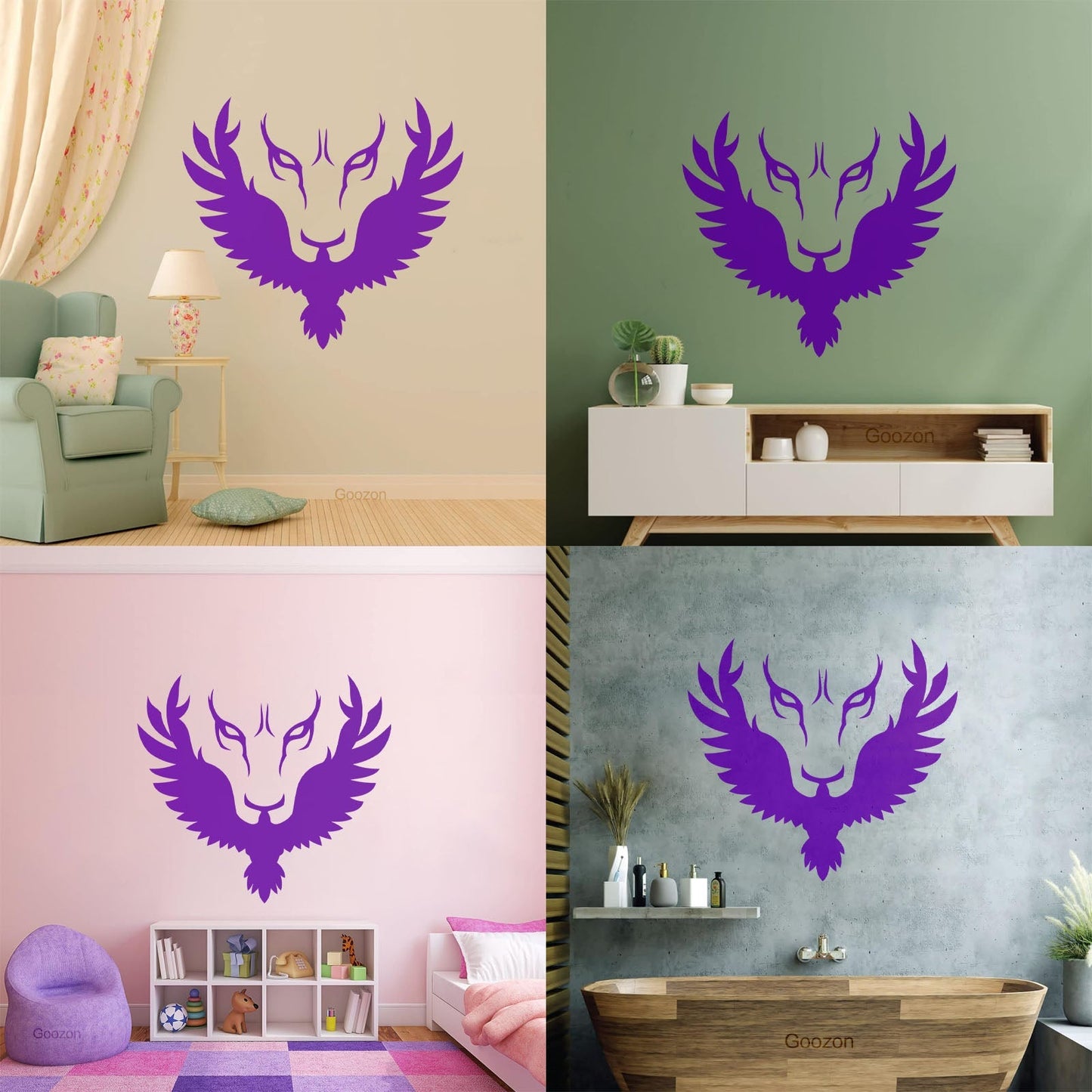 Abstract Lion Head Phoenix Bird Vinyl Art Sticker Self Adhesive