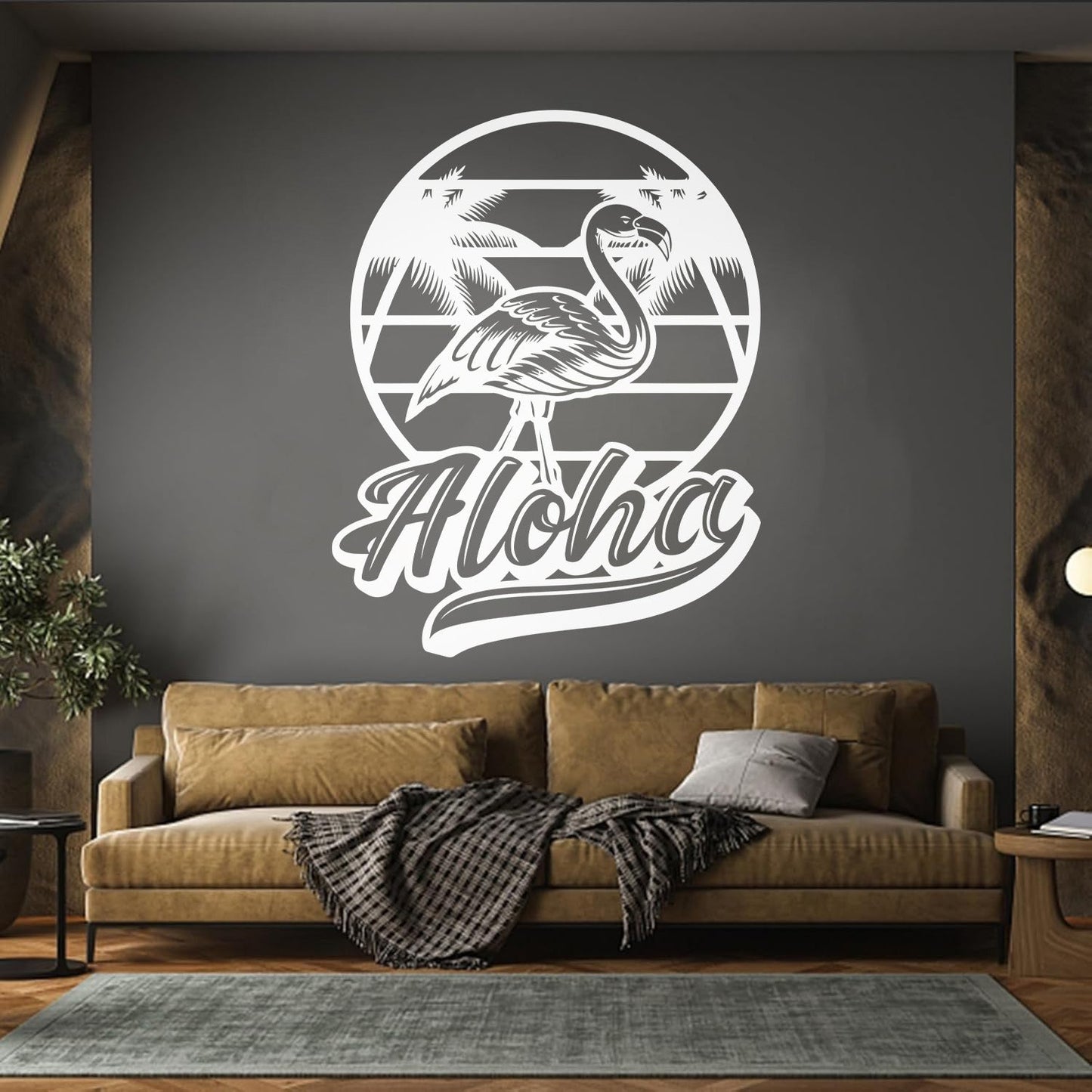 Wall Decals Pvc Aloha Flamingo Bird Beach Style Tropical Equipped With Transfer Film Kit