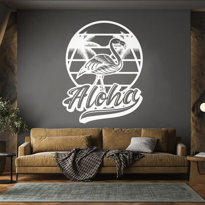 Wall Decals Pvc Aloha Flamingo Bird Beach Style Tropical Equipped With Transfer Film Kit