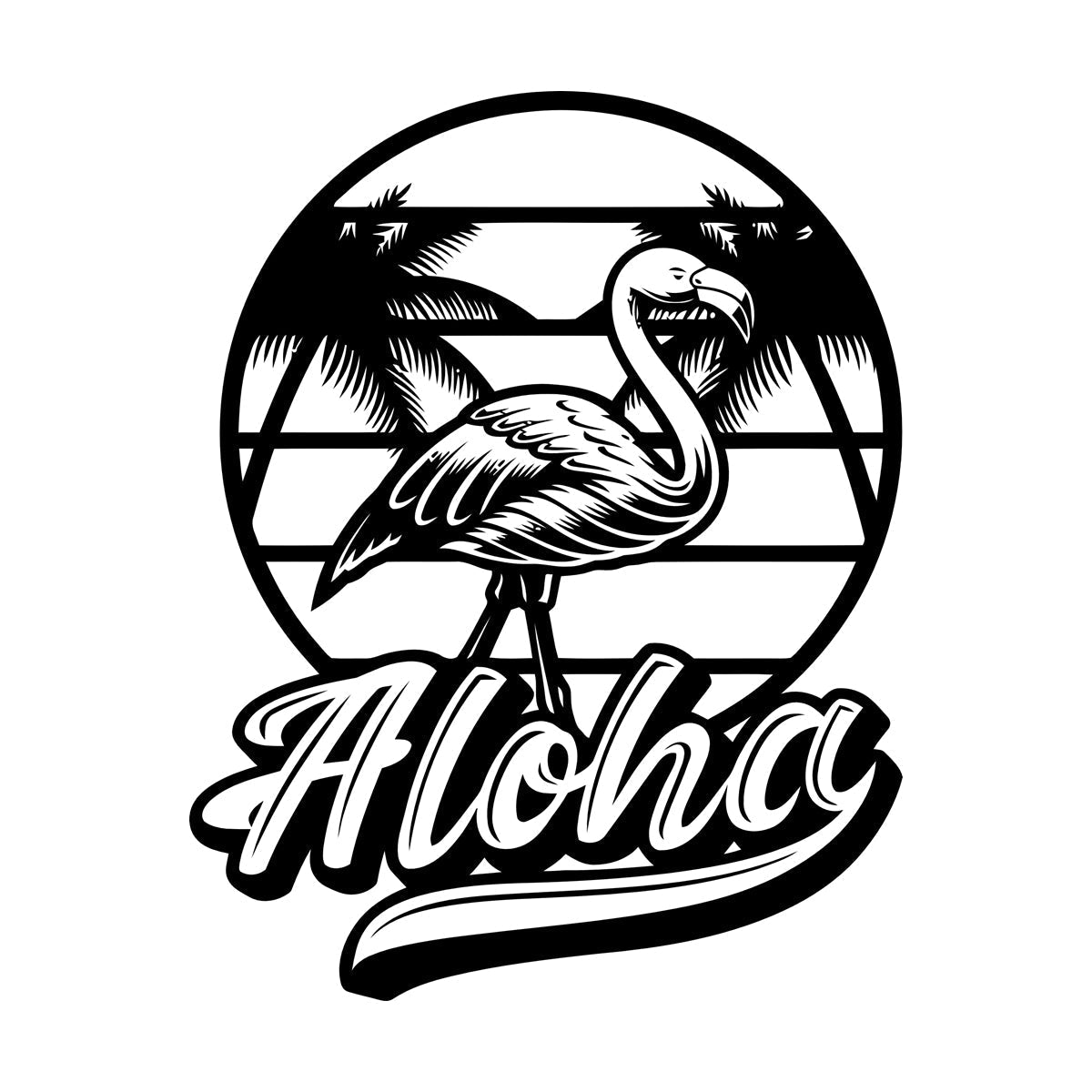Wall Decals Pvc Aloha Flamingo Bird Beach Style Tropical Equipped With Transfer Film Kit