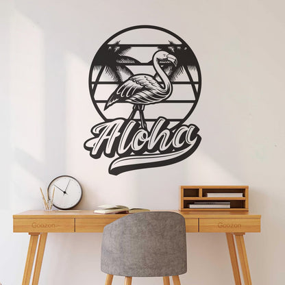 Wall Decals Pvc Aloha Flamingo Bird Beach Style Tropical Equipped With Transfer Film Kit