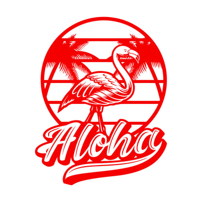 Wall Decals Pvc Aloha Flamingo Bird Beach Style Tropical Equipped With Transfer Film Kit