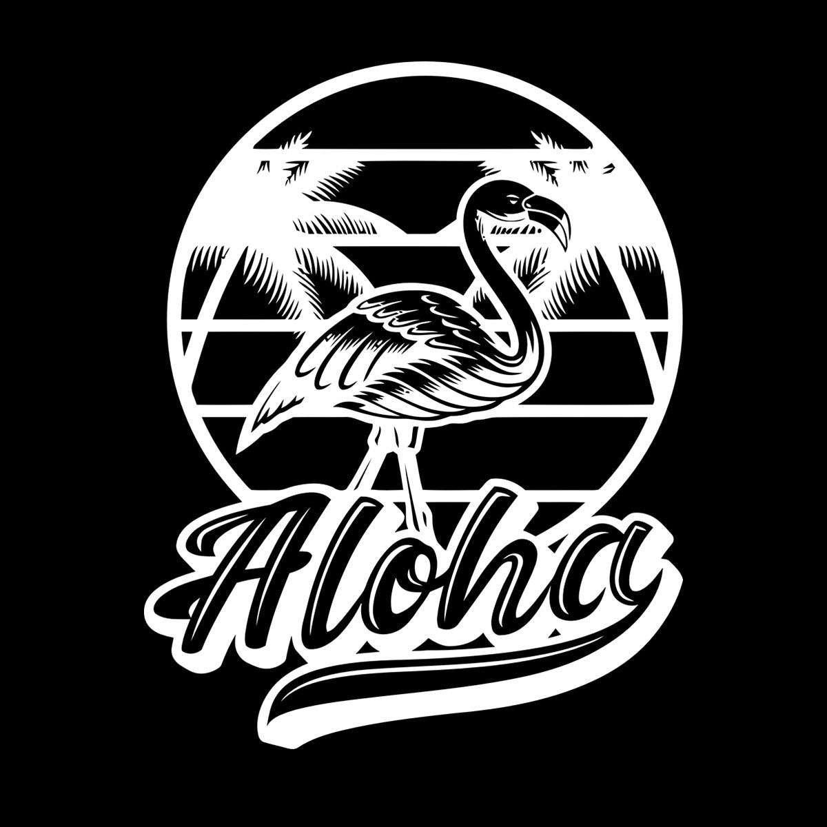 Wall Decals Pvc Aloha Flamingo Bird Beach Style Tropical Equipped With Transfer Film Kit