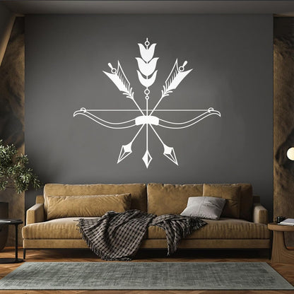 Vinyl Art Sticker Arrows Bow Bird'S Feathers Ethnic Style Hunting Store Decoration