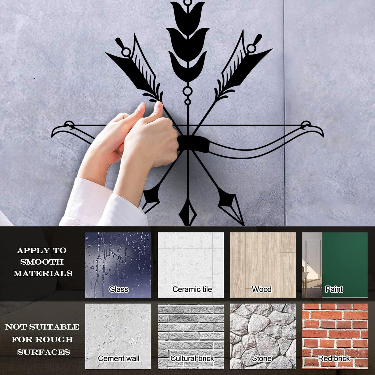 Vinyl Art Sticker Arrows Bow Bird'S Feathers Ethnic Style Hunting Store Decoration