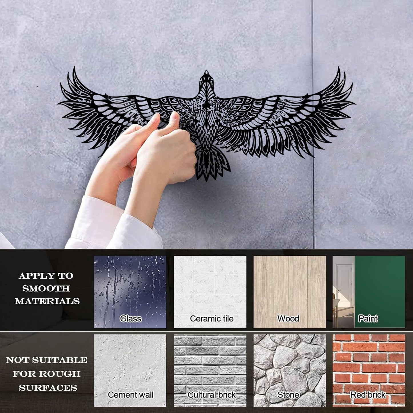 Big Bird Hawk Spread Wings Abstract Falcon Feathers Wildlife Freedom Fine Carving Decals Personalized Customization