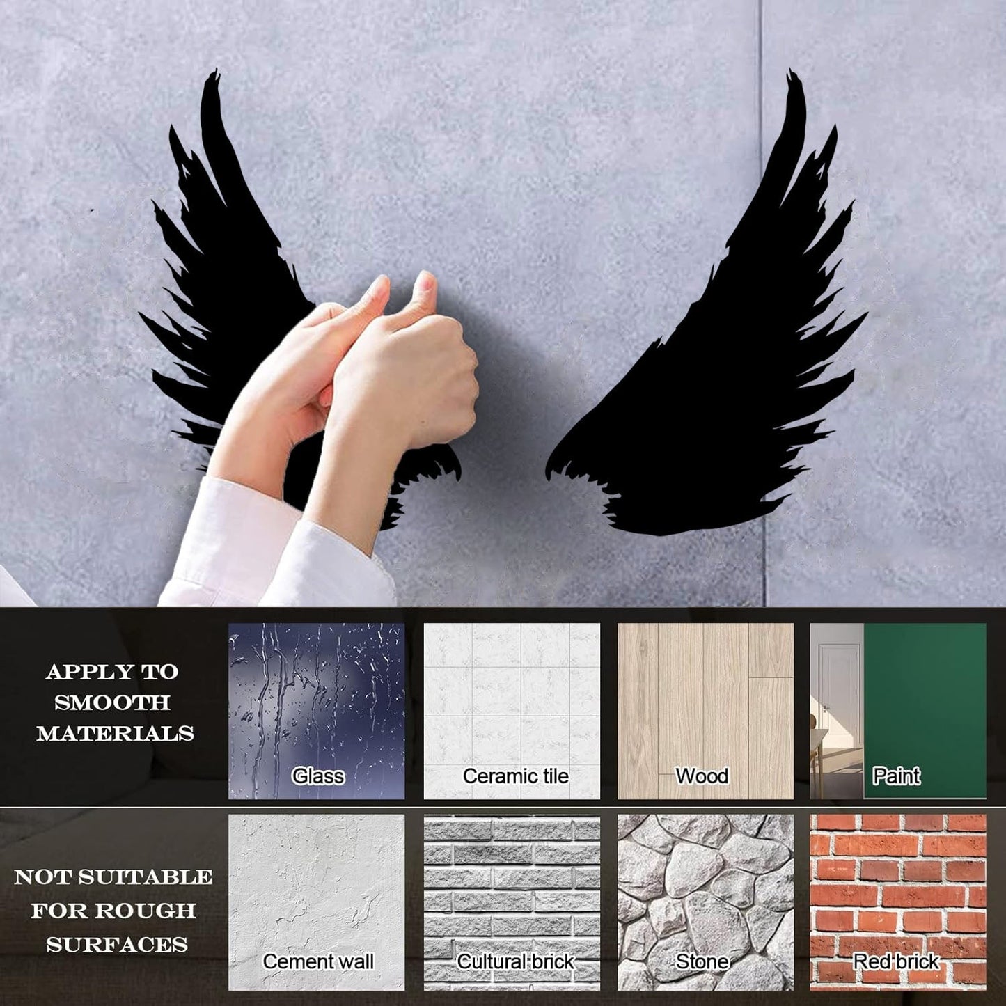 Vinyl Wall Decals Bird Feathers Wings Flight Wingspan Removable Without Leaving Glue