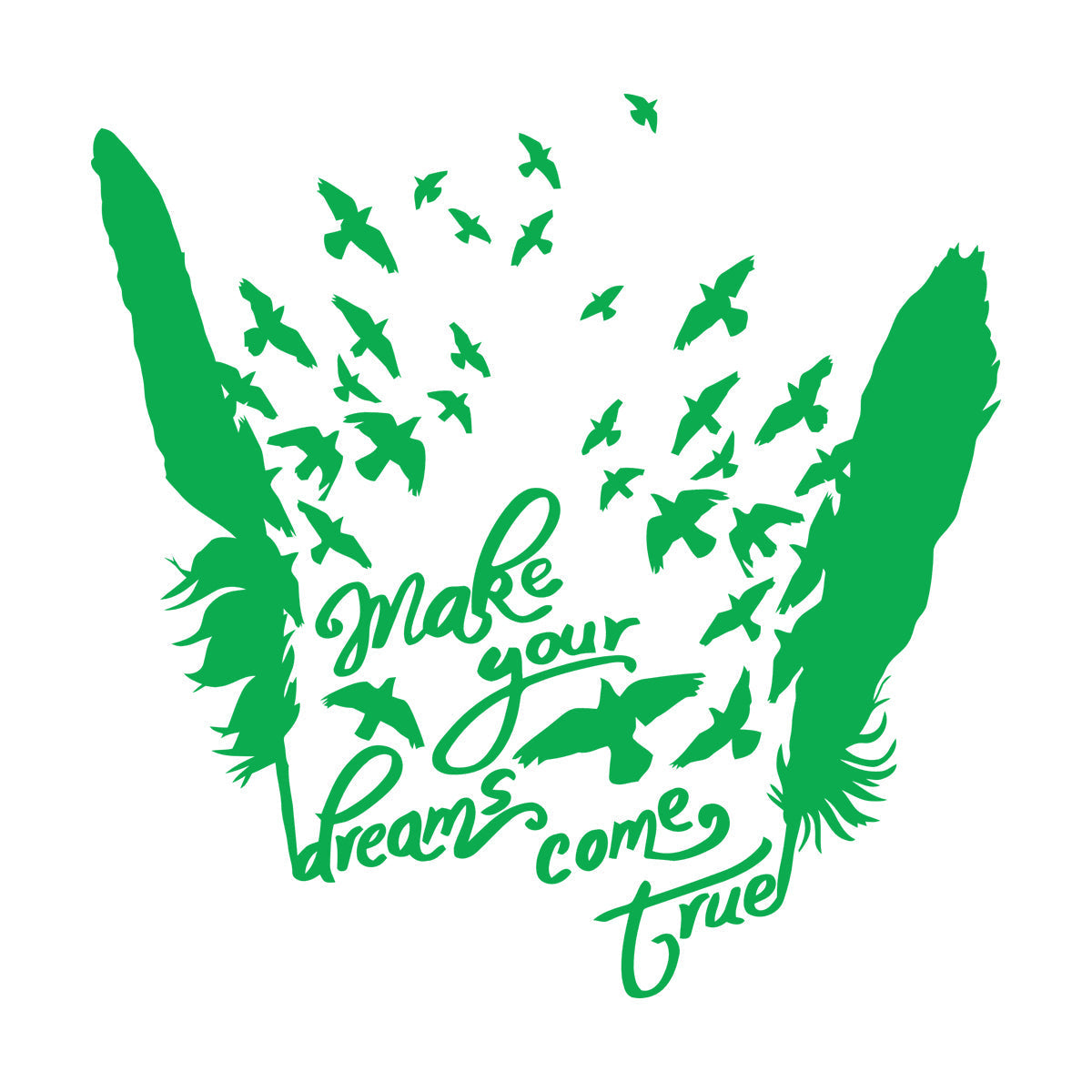 Birds Feathers Motivational Words Dream Vinyl Art Sticker Waterproof