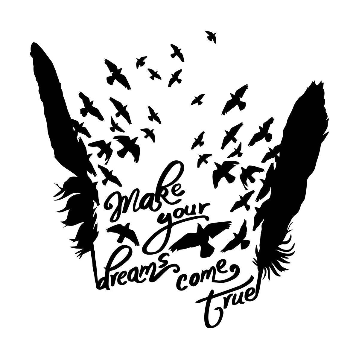 Birds Feathers Motivational Words Dream Vinyl Art Sticker Waterproof