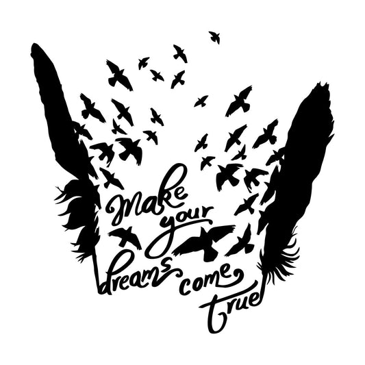 Birds Feathers Motivational Words Dream Vinyl Art Sticker Waterproof