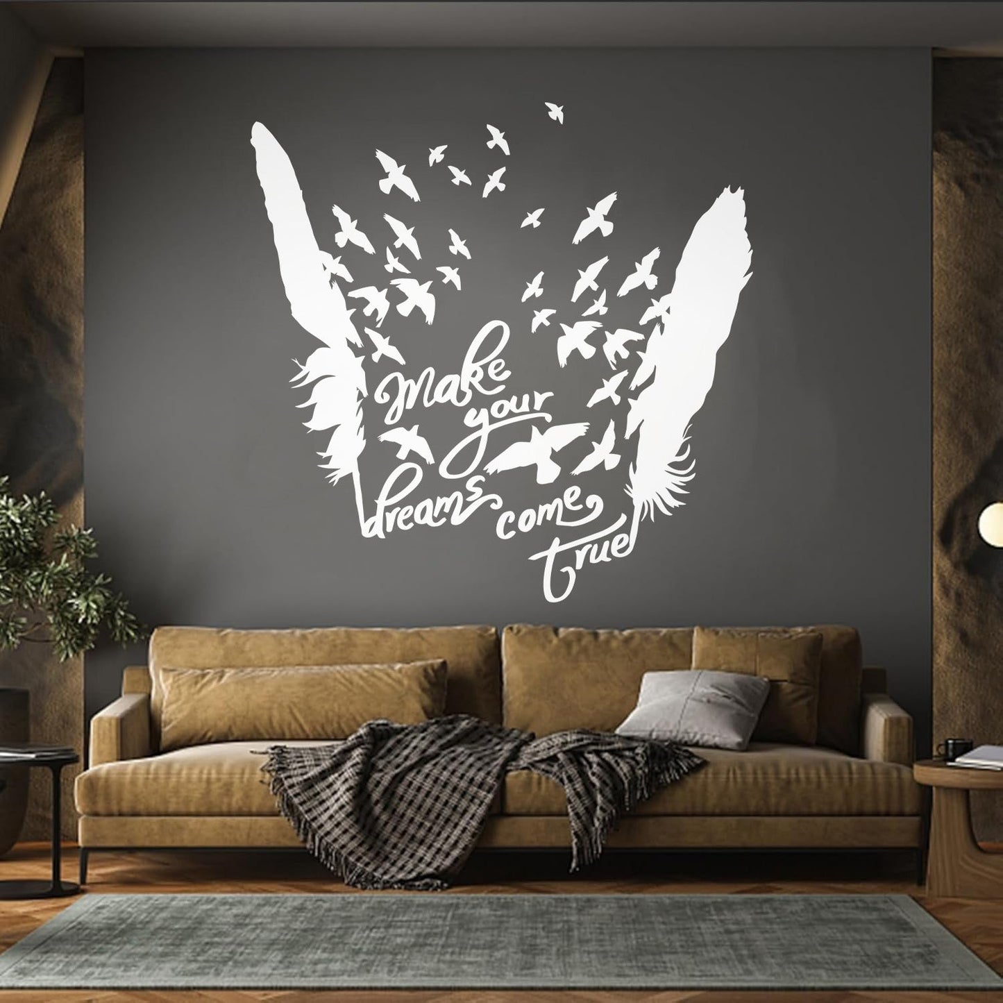 Birds Feathers Motivational Words Dream Vinyl Art Sticker Waterproof