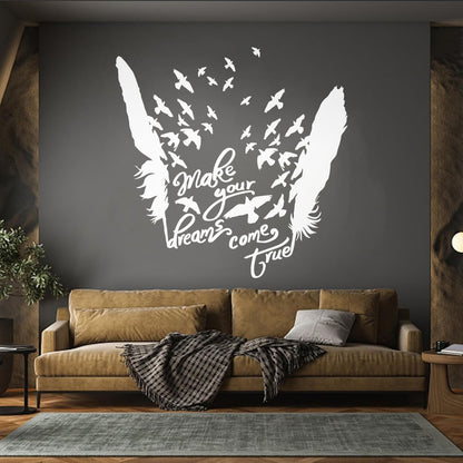 Birds Feathers Motivational Words Dream Vinyl Art Sticker Waterproof