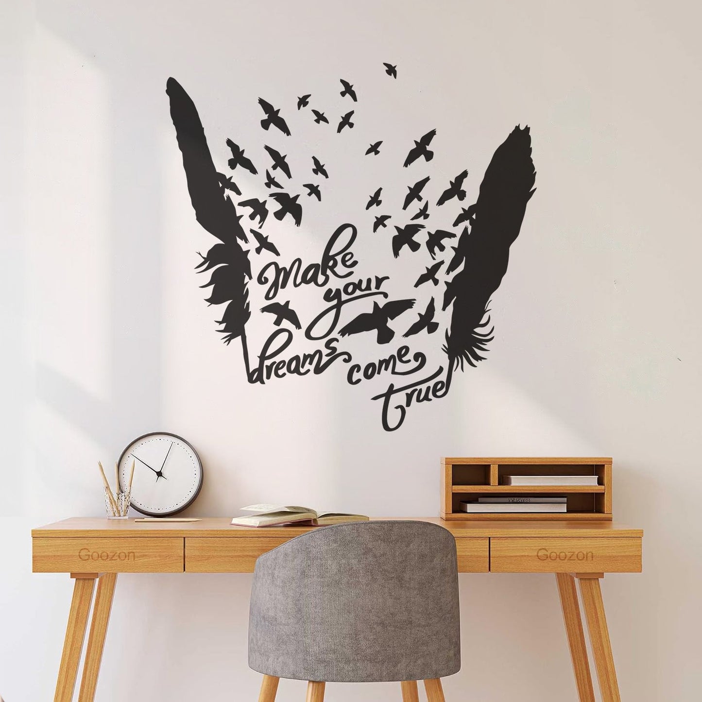 Birds Feathers Motivational Words Dream Vinyl Art Sticker Waterproof