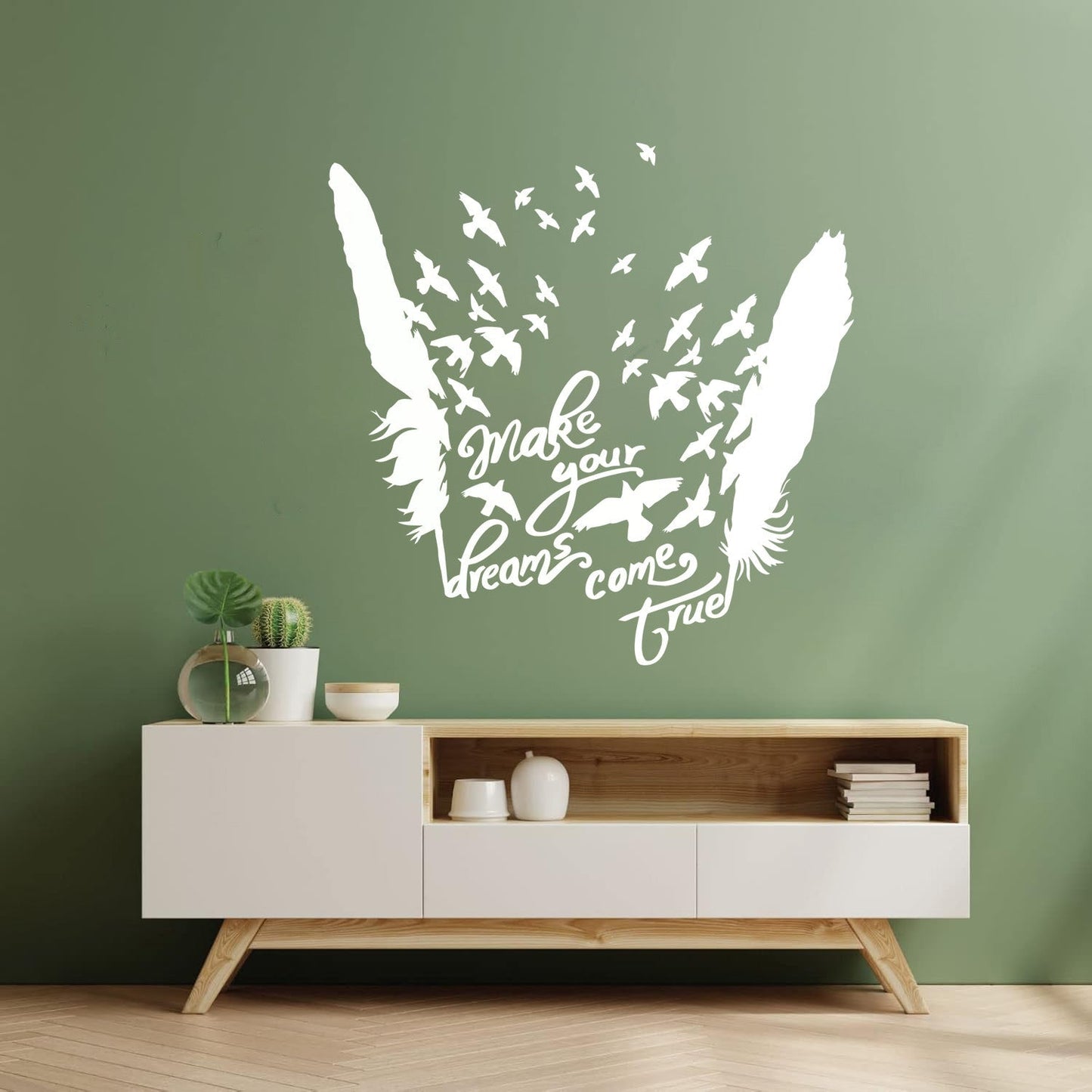 Birds Feathers Motivational Words Dream Vinyl Art Sticker Waterproof