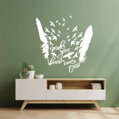 Birds Feathers Motivational Words Dream Vinyl Art Sticker Waterproof