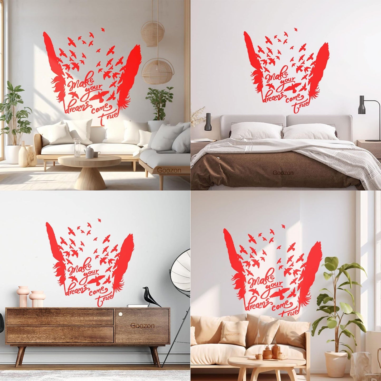 Birds Feathers Motivational Words Dream Vinyl Art Sticker Waterproof