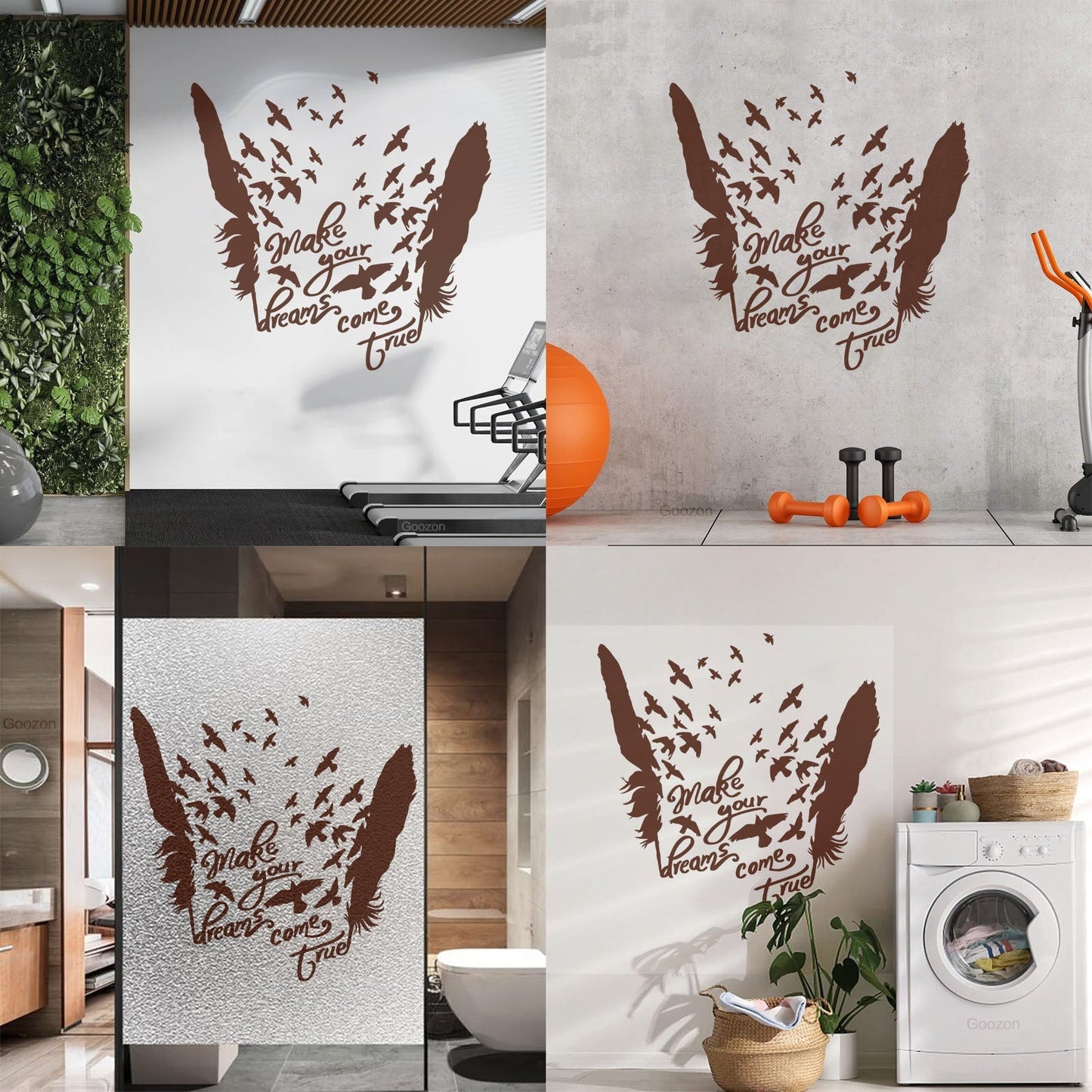 Birds Feathers Motivational Words Dream Vinyl Art Sticker Waterproof