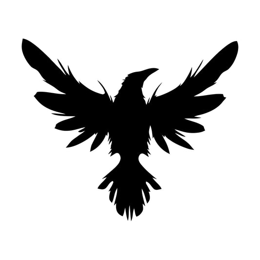 Mural And Wall Vinyl Decal Black Raven Bird Flying Wings Feathers Tattoo Culture