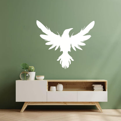 Mural And Wall Vinyl Decal Black Raven Bird Flying Wings Feathers Tattoo Culture