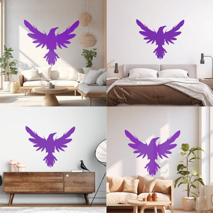 Mural And Wall Vinyl Decal Black Raven Bird Flying Wings Feathers Tattoo Culture
