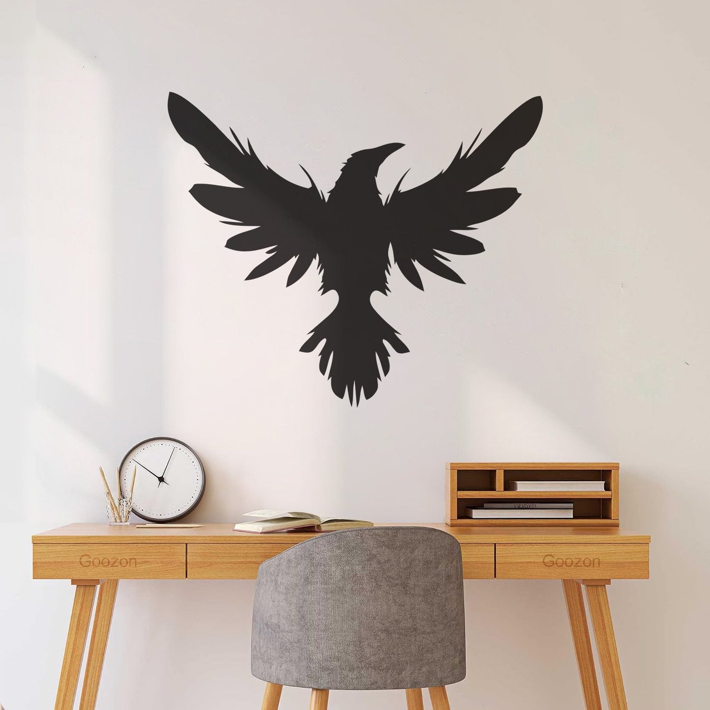 Mural And Wall Vinyl Decal Black Raven Bird Flying Wings Feathers Tattoo Culture