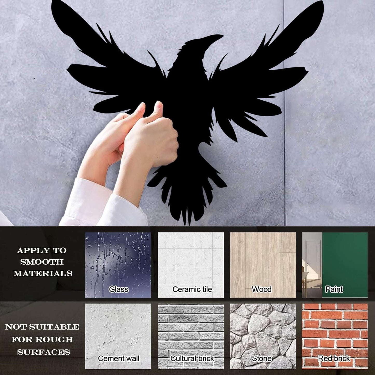 Mural And Wall Vinyl Decal Black Raven Bird Flying Wings Feathers Tattoo Culture