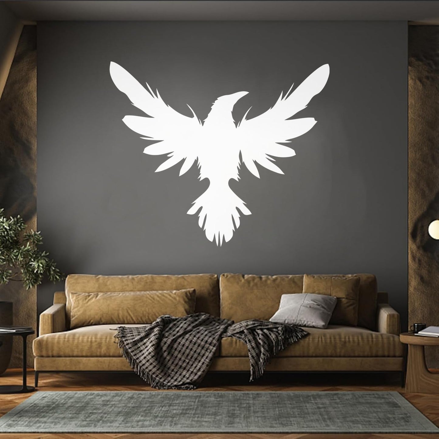 Mural And Wall Vinyl Decal Black Raven Bird Flying Wings Feathers Tattoo Culture
