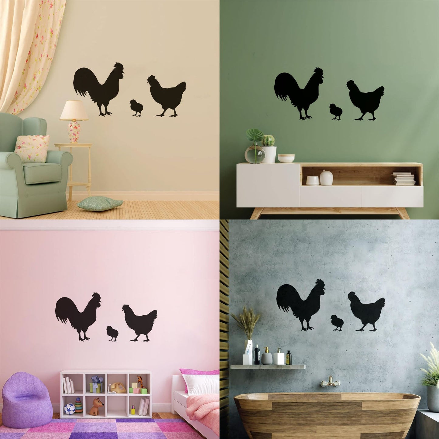 Vinyl Wall Stickers Chicken Rooster Chick Bird Farm Village House Pets Can Modify And Add Information