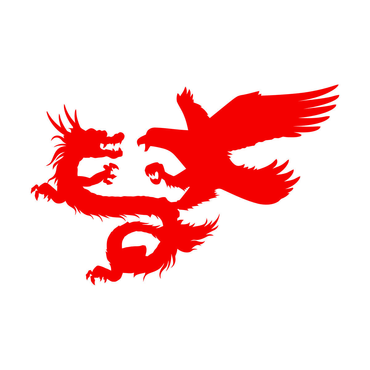 Vinyl Wall Decals Asian Dragon With Bird Chinese Mythology Wall Beautification