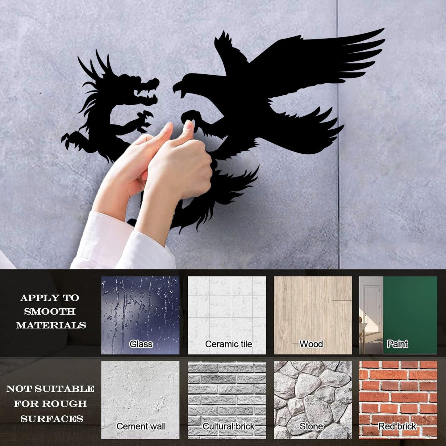 Vinyl Wall Decals Asian Dragon With Bird Chinese Mythology Wall Beautification