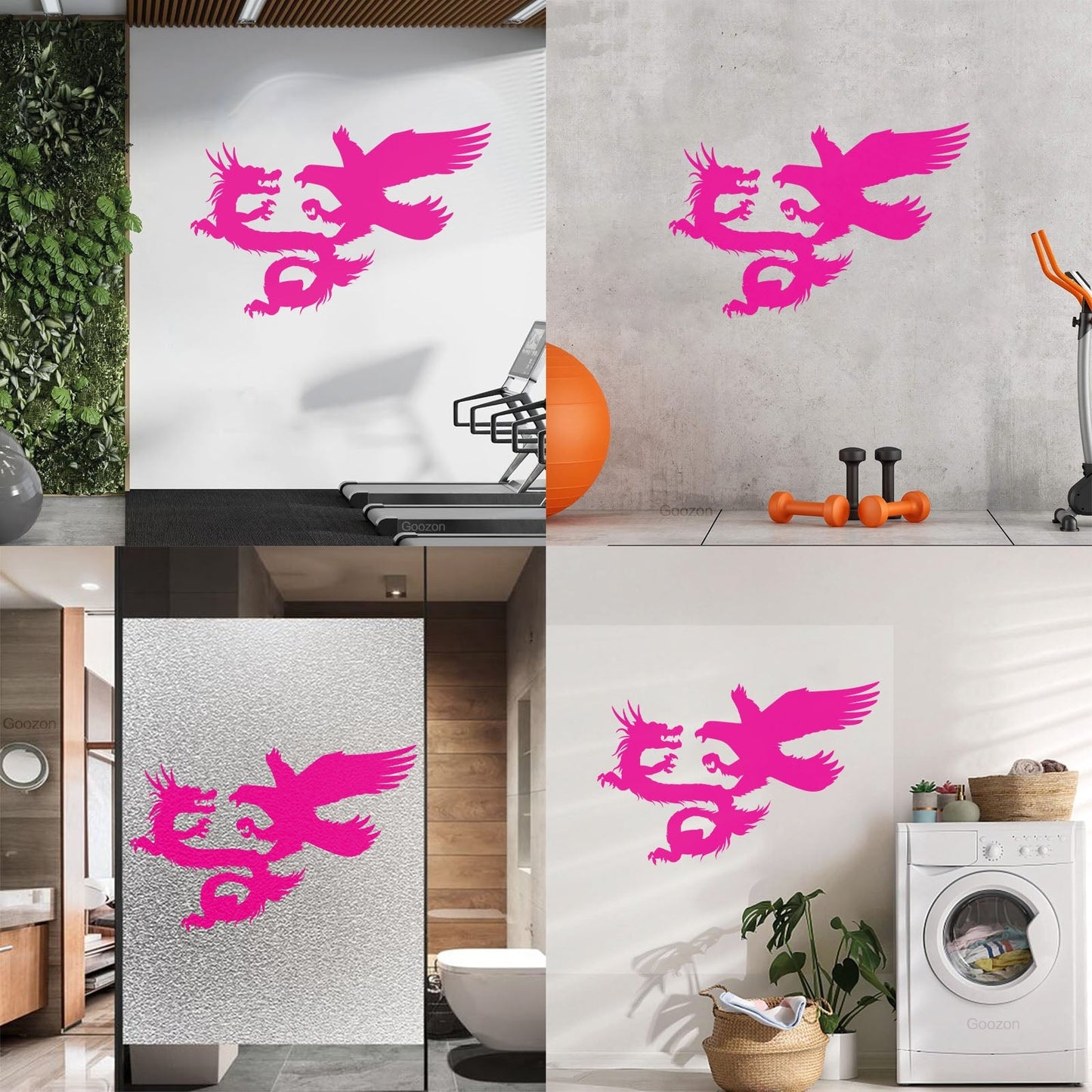 Vinyl Wall Decals Asian Dragon With Bird Chinese Mythology Wall Beautification