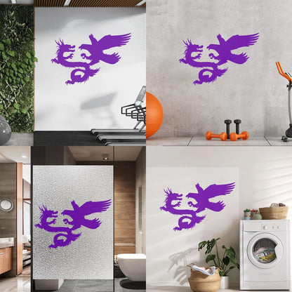 Vinyl Wall Decals Asian Dragon With Bird Chinese Mythology Wall Beautification