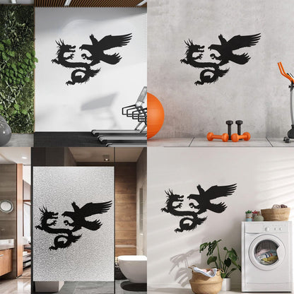 Vinyl Wall Decals Asian Dragon With Bird Chinese Mythology Wall Beautification