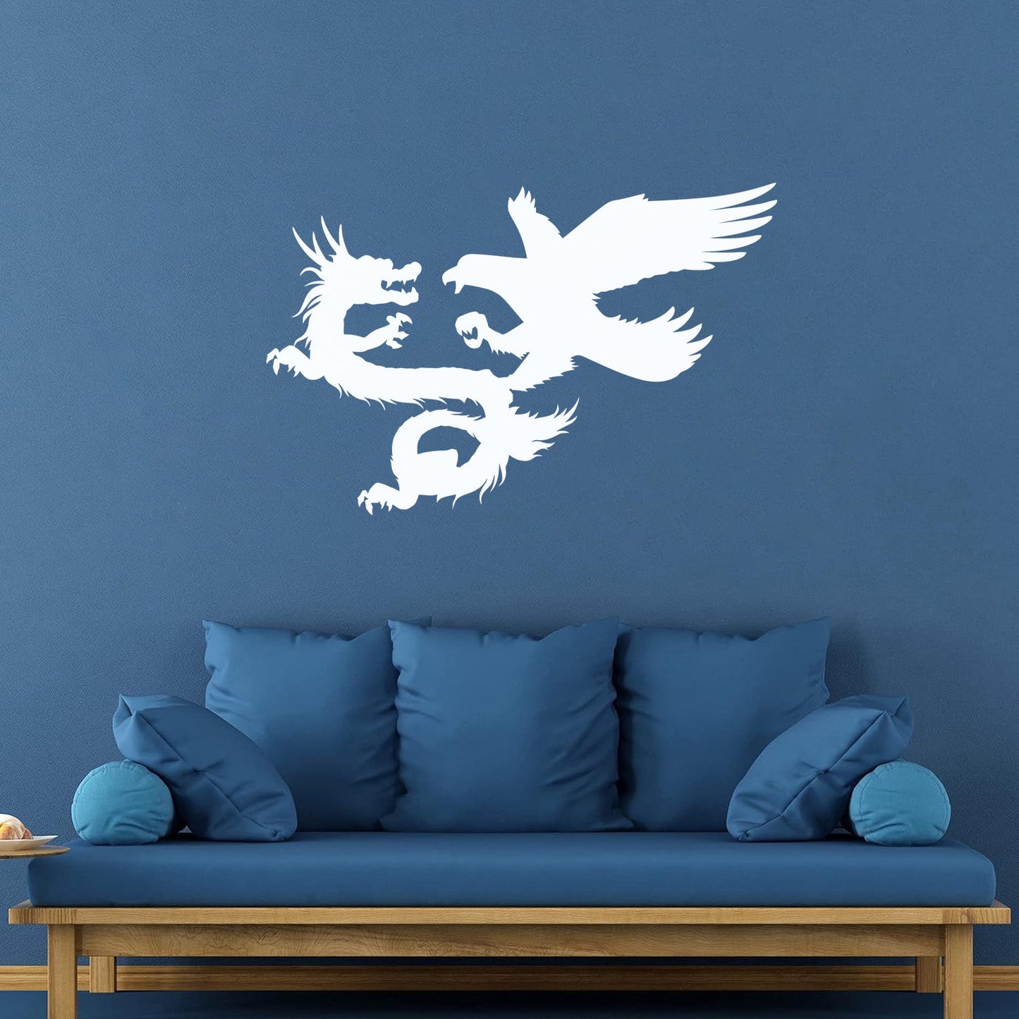 Vinyl Wall Decals Asian Dragon With Bird Chinese Mythology Wall Beautification