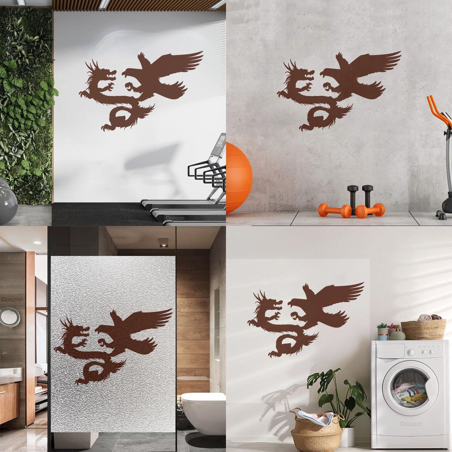 Vinyl Wall Decals Asian Dragon With Bird Chinese Mythology Wall Beautification