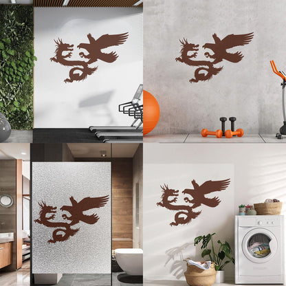 Vinyl Wall Decals Asian Dragon With Bird Chinese Mythology Wall Beautification