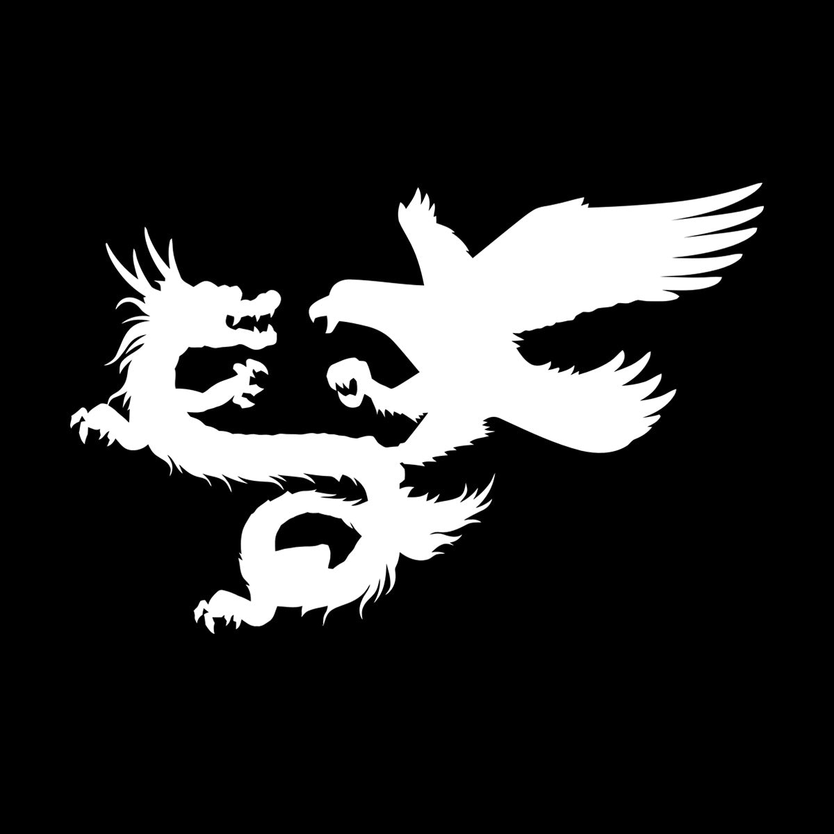 Vinyl Wall Decals Asian Dragon With Bird Chinese Mythology Wall Beautification